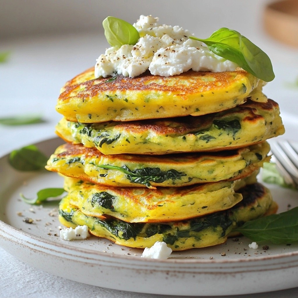 Fluffy Low-Carb Spinach and Feta Pancakes Delight