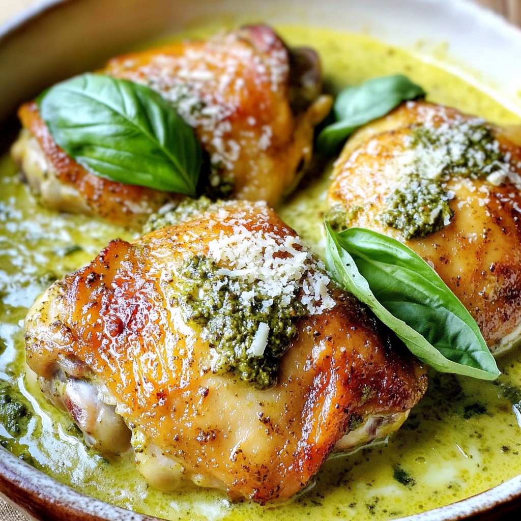 Creamy Keto Pesto Chicken Thighs Flavorful Dinner Dish