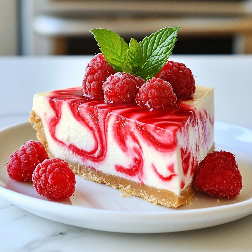 Sugar-Free Keto Raspberry Swirl Cheesecake Delight