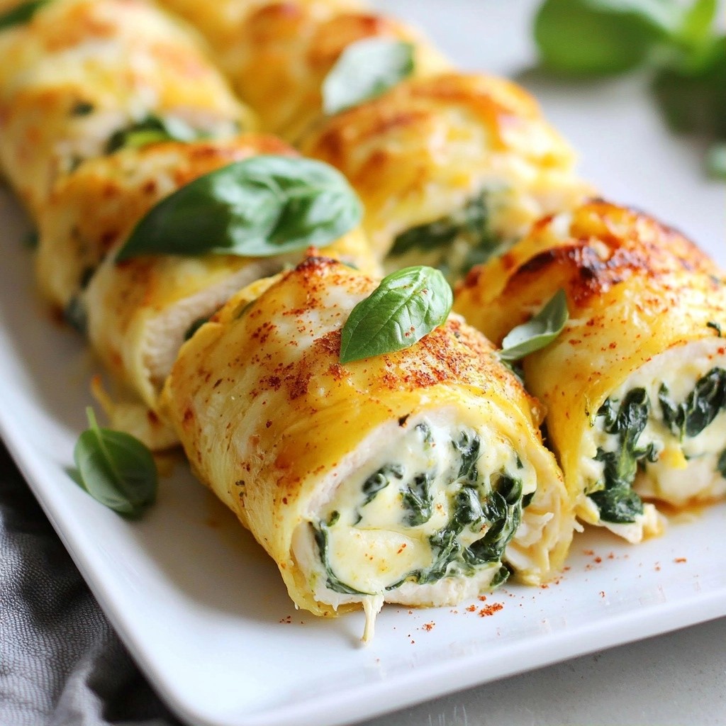 Easy Keto Chicken and Spinach Roll-Ups Simple Dish