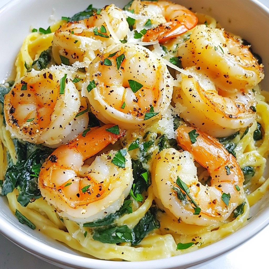 Creamy Garlic Butter Keto Shrimp Linguine Delight