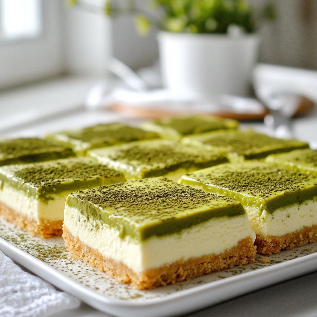Decadent Low-Carb Matcha Cheesecake Bars Recipe