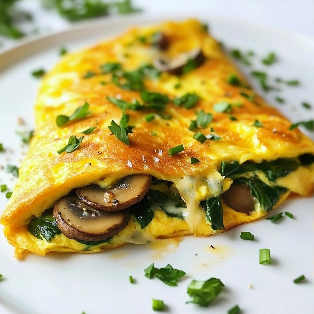 Fluffy Keto Spinach Mushroom Omelette Easy Recipe